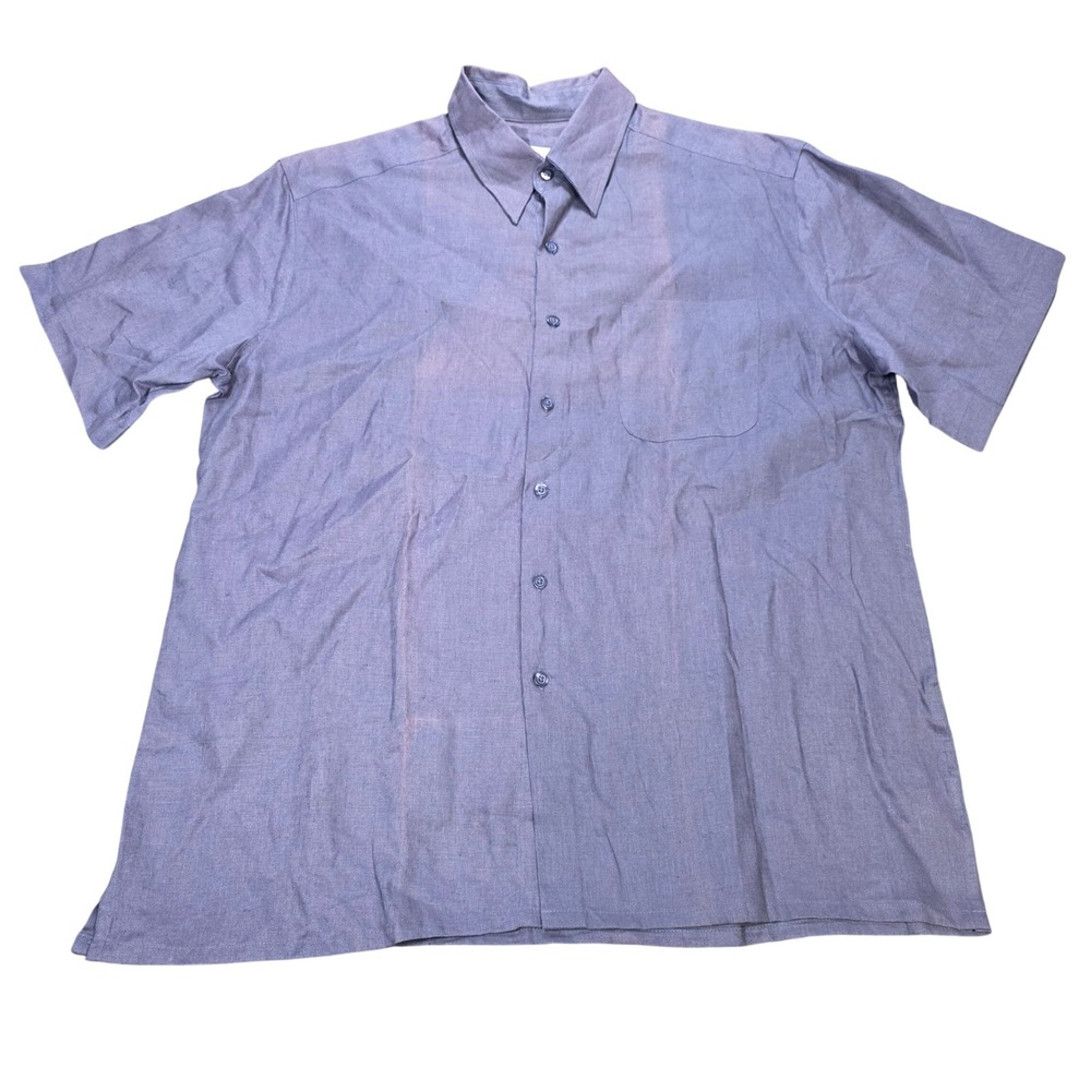 Pronto Uomo 100% Linen Button Down Shirt Men's Size XXL Blue Classic Fit NEW